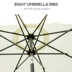 English Elm Outsunny 9Ft Cream White Patio Umbrella With Tilt, Ruffled Canopy, And Durable Steel Frame For Outdoor Fun W2225P200478-GIGA