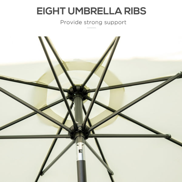 English Elm Outsunny 9Ft Cream White Patio Umbrella With Tilt, Ruffled Canopy, And Durable Steel Frame For Outdoor Fun W2225P200478-GIGA