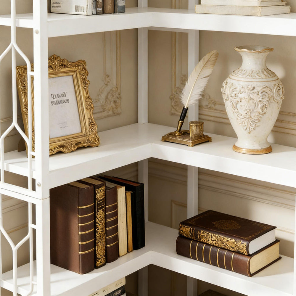 English Elm Compact Six Tier Bookcase with 12 Open Cubes for Slim Vertical Home Office Storage T3971P451232
