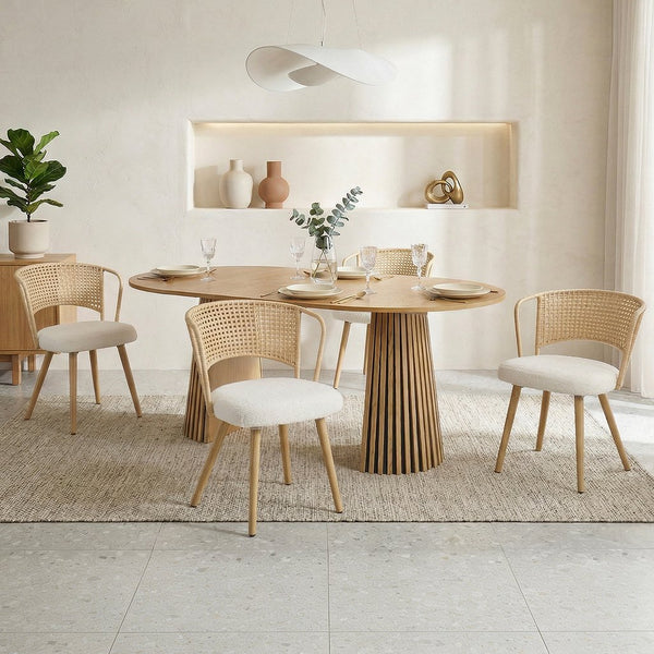 English Elm Wicker Rattan Wingback Dining Chairs Set of Two with Velvet Cushion and Metal Legs W3590P453802