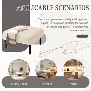 English Elm UNITED Corduroy Ottoman Footstool with Sturdy Frame, Soft Padded Seat, Versatile Living Room Stool Beige W1568P307252