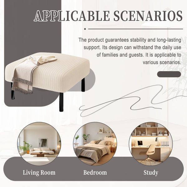 English Elm UNITED Corduroy Ottoman Footstool with Sturdy Frame, Soft Padded Seat, Versatile Living Room Stool Beige W1568P307252