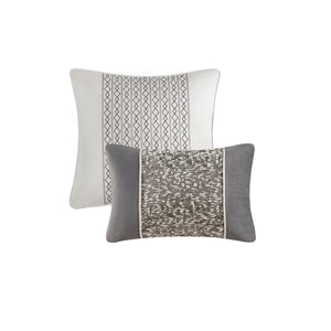 English Elm 5 Piece Textured Jacquard Stripe Comforter Set - Luxurious Full/Queen Bedding With Throw Pillows! B035P280386