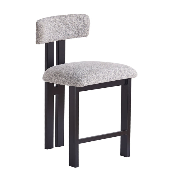 English Elm Christopher Knight Home® - 26.5'' Stylish Round Stools with Low Back - Comfortable Upholstered Seats, Walnut Base, Metal Frame Black+ Gray N780P236628G