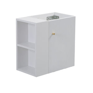 English Elm 21.6" Wall Mounted Vanity Base with Open Shelf Gold Hardware White Finish Bath W1573P446791