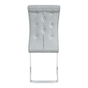 English Elm Set of 2 Glam Faux Alligator Pvc Dining Chairs with Crystal Buckle Bow Legs Gray W3875P371035