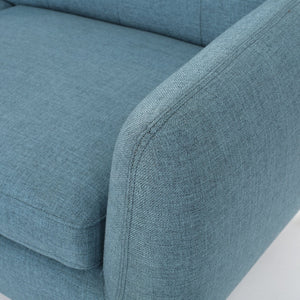 English Elm 67.25" Button Tufted Mid-century Loveseat with Rubberwood Legs for Compact Living Spaces Blue N771P371392U