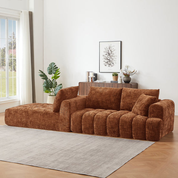 English Elm Chenille L-Shape Oversized Luxury Sectional Sofa - Minimalist Design, Comfy Sleeper For Any Space W2339S00037