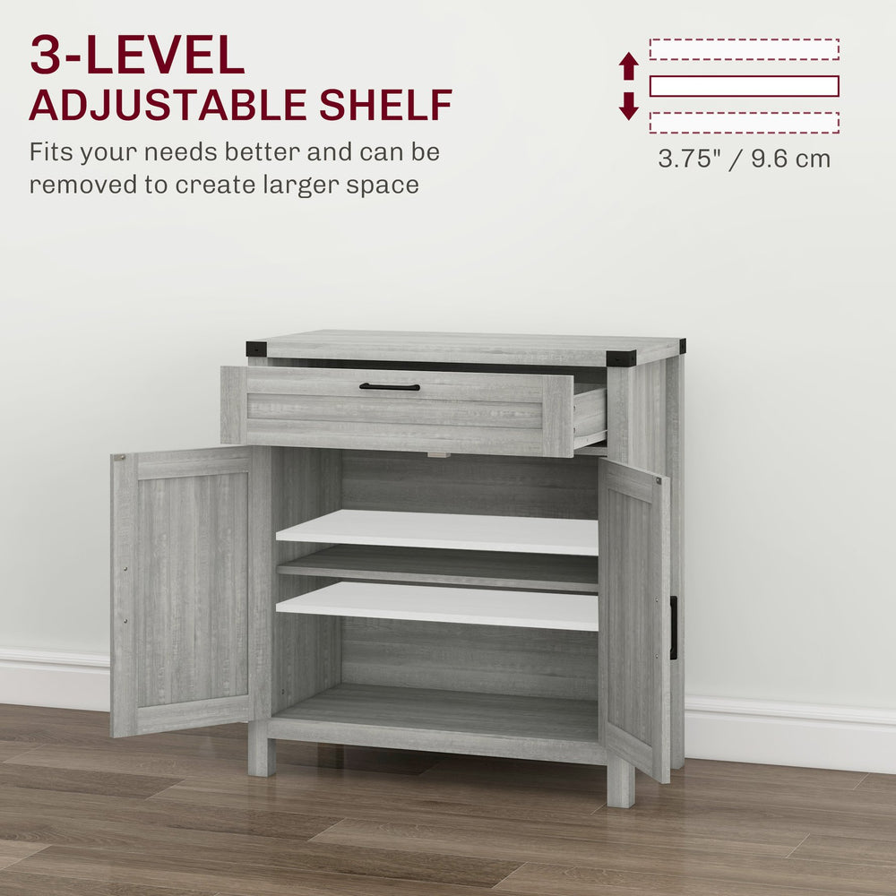 English Elm Homcom Modern Farmhouse Sideboard Buffet Cabinet With Storage Drawer & Barn Doors For Versatile Style W2225P229533