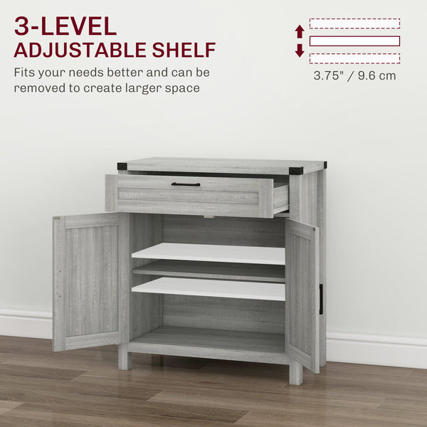 English Elm Homcom Modern Farmhouse Sideboard Buffet Cabinet With Storage Drawer & Barn Doors For Versatile Style W2225P229533