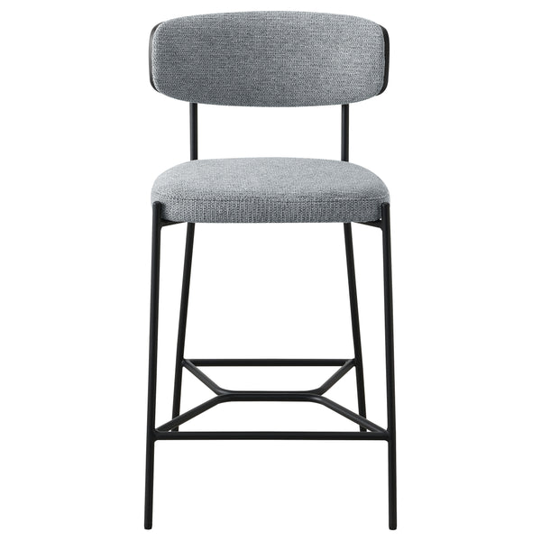 English Elm Joy Counter Height Bar Stool Set of 2 — Modern Curved Back Support, Geometric Metal Footrest, Durable Frame Grey B062P299863