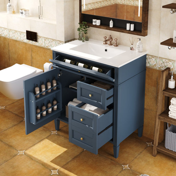 English Elm 30'' Modern Bathroom Vanity With Ceramic Sink, Stylish Storage, 2 Drawers & Tip-Out For Organization N710P250194C
