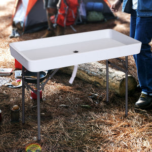 English Elm Outsunny 4Ft Portable Folding Cleaning Table With Sink - Ideal For Fish Filleting, Camping, & Picnics W2225P200827-GIGA