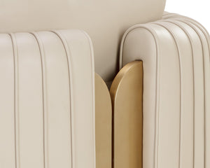 Sunpan ALIX Lounge Chair - Luxurious Napa Beige Faux Leather with Gold Accents for Stylish Comfort 111517