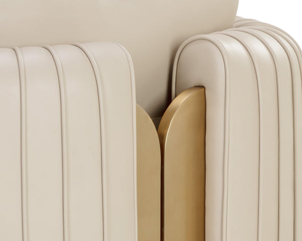 Sunpan ALIX Lounge Chair - Luxurious Napa Beige Faux Leather with Gold Accents for Stylish Comfort 111517