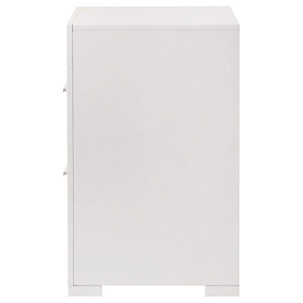 English Elm Pierce White High Gloss Nightstand with 2 Soft-Close Drawers Felt Lined Top Modern Bedside B062P378421