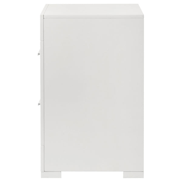 English Elm Pierce White High Gloss Nightstand with 2 Soft-Close Drawers Felt Lined Top Modern Bedside B062P378421
