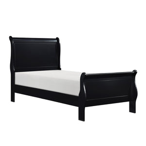 English Elm 1pc Mayville Full Size Sleigh Bed with Burnished Finish, Louis Philippe Inspired Elegance for Classic Bedrooms Black 50 L x 28.5 W x 6.25 H B011S01760