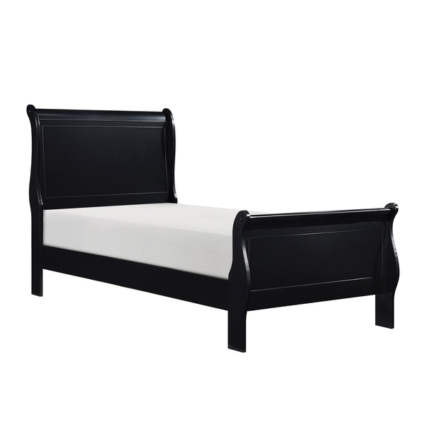 English Elm 1pc Mayville Full Size Sleigh Bed with Burnished Finish, Louis Philippe Inspired Elegance for Classic Bedrooms Black 50 L x 28.5 W x 6.25 H B011S01760