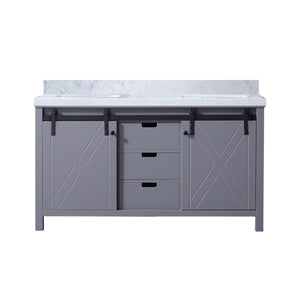 English Elm Dark Grey Double Bath Vanity With Carrara Marble Countertop - Stylish 60" Design & Ample Storage Options B2731P260042