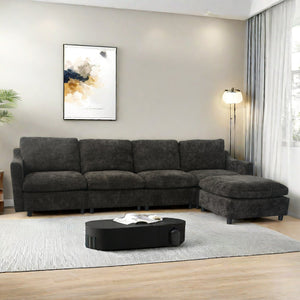 English Elm Modern Oversized Deep Seat Sectional Sofa with Reversible Chaise, Plush Loop Yarn, Memory Foam Comfort W1183S00012