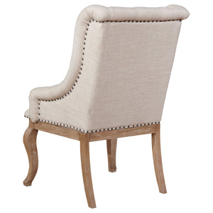 English Elm Fremont Barley Brown Upholstered Dining Chairs Set of 2 — Vintage Asian Hardwood, 300 lb Capacity, Cream Upholstery and Wingback Comfort B062P337744