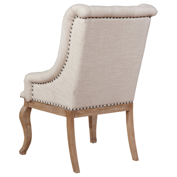 English Elm Fremont Barley Brown Upholstered Dining Chairs Set of 2 — Vintage Asian Hardwood, 300 lb Capacity, Cream Upholstery and Wingback Comfort B062P337744