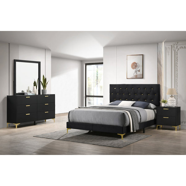 English Elm Lexie Black And Gold 4-Piece Luxurious Tufted California King Bedroom Set For Modern Elegance B062S01189