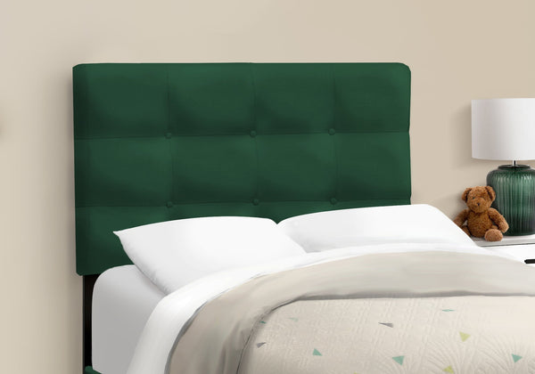 English Elm Bed, Twin Size Upholstered Velvet Platform Bed Frame with Tufted Headboard, Sturdy Slat Base Green 45 L x 26 W x 4 H B2710P219515