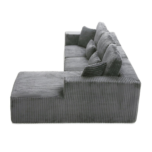 English Elm 109'' Modular Cloud Sectional with Deep Corduroy Seat for Living Room Lounging W1117S00306