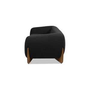 English Elm Jennifer Taylor Home - Alpine 90.5" Sherpa Sofa in Ebony Bouclé with 24" Deep Seats, Removable Cushions & Oak Legs Black B2719P238344