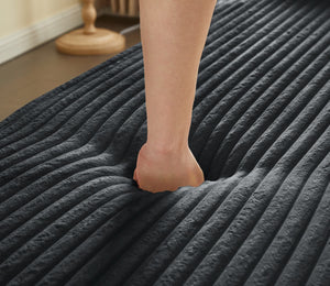 English Elm Modern Full Size Folding Sofa Bed with Plush Corduroy, 2 Pillows, 15" Foam Mattress, No Assembly Required DARK GREY W1885P347083