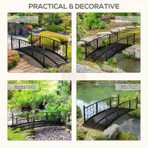 English Elm Outsunny 7' Decorative Metal Garden Bridge With Elegant Scrollwork For Ponds And Walkways, Black W2225P174531-GIGA