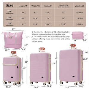 English Elm Luggage 5 Piece Hardside Abs Set with Front Access Carry on and Tsa Spinner Wheels Light Pink N732P391579U