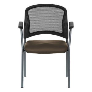 OSP Home Furnishings Progrid Mesh Back Stackable Chair with Titanium Frame for Conference Rooms Java 86710R-R102