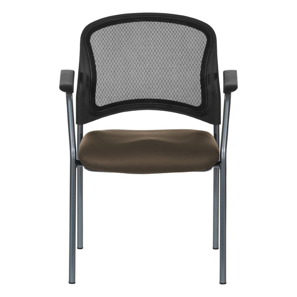 OSP Home Furnishings Progrid Mesh Back Stackable Chair with Titanium Frame for Conference Rooms Java 86710R-R102