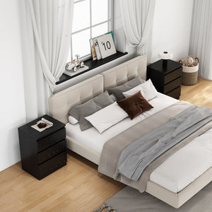 English Elm 19.7-inch Matte Finish Nightstand with Touch Release Drawers for Minimalist Bedrooms Black W3151P407887