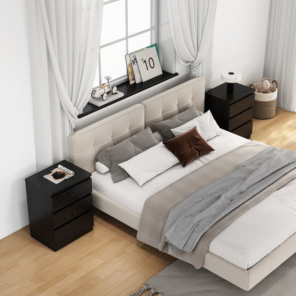 English Elm 19.7-inch Matte Finish Nightstand with Touch Release Drawers for Minimalist Bedrooms Black W3151P407887