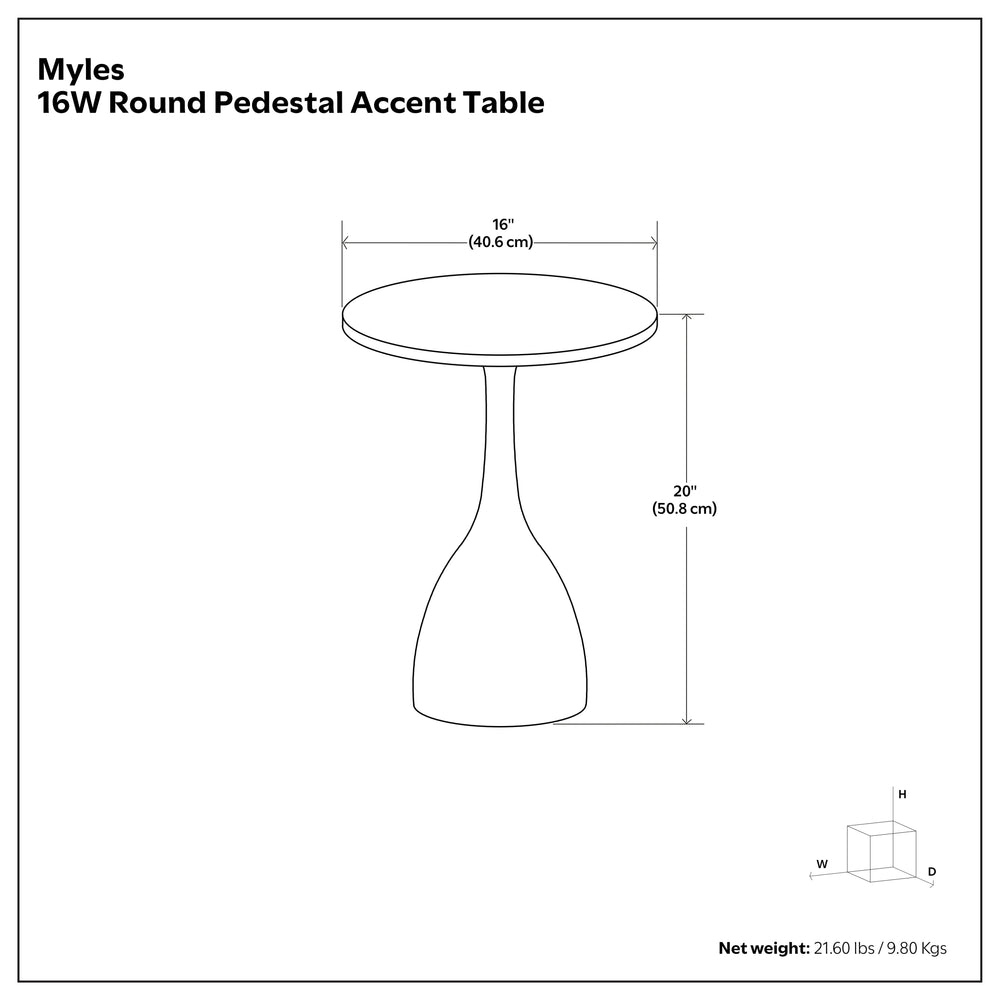 English Elm Myles Round Marble Top Side Table with Hammered Aluminum Pedestal Base B136P419855