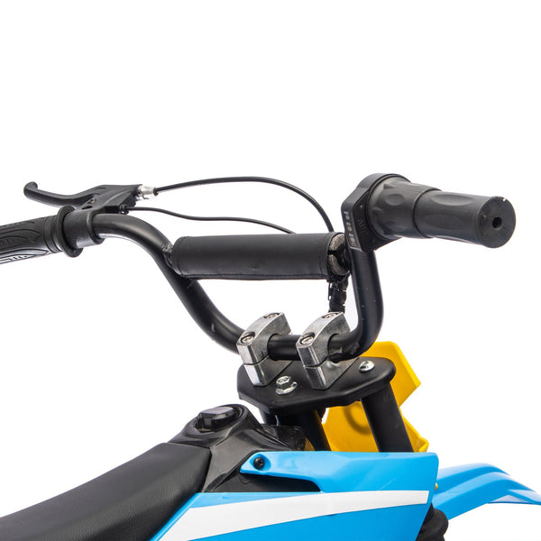 English Elm 24v 250w Kids Off-road Electric Motorcycle with Led Lights Bluetooth and Rear Suspension Blue W1578P203980