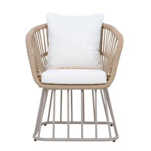 English Elm Outdoor Teak and Wicker Patio Dining Set Seats Four with Cushioned Armchairs N770PS526B27B