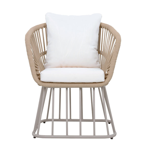 English Elm Outdoor Teak and Wicker Patio Dining Set Seats Four with Cushioned Armchairs N770PS526B27B
