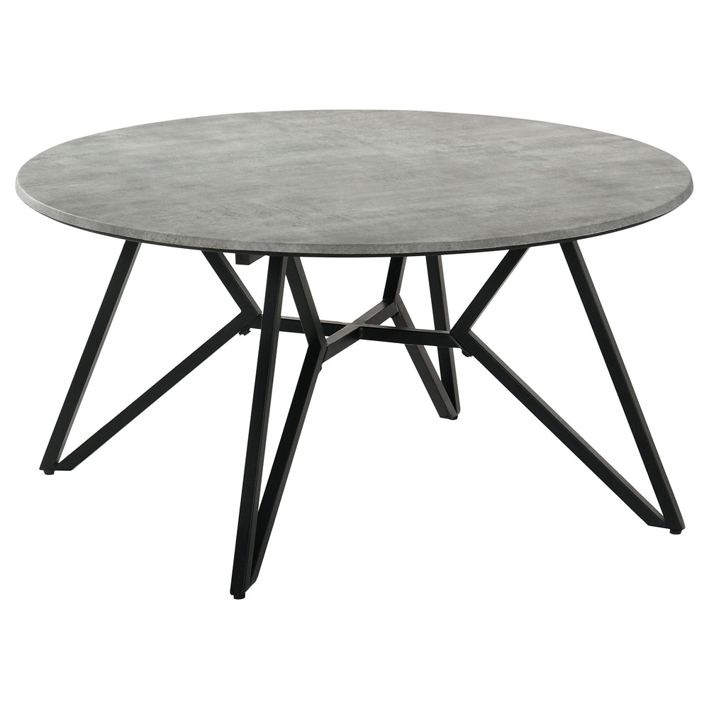 English Elm Garfield Industrial 3 Piece Round Coffee and End Table Set with Cement Textured Tops B062S01553