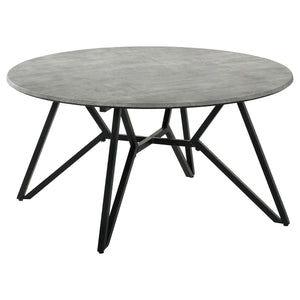 English Elm Garfield Industrial 3 Piece Round Coffee and End Table Set with Cement Textured Tops B062S01553