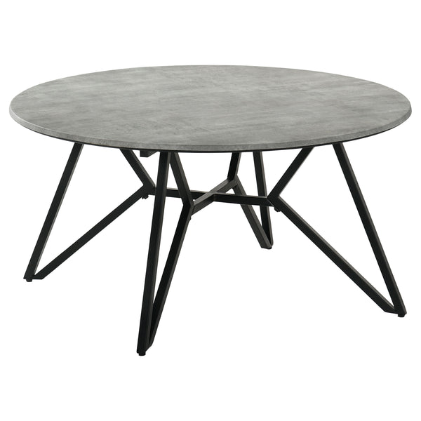 English Elm Garfield Industrial 3 Piece Round Coffee and End Table Set with Cement Textured Tops B062S01553