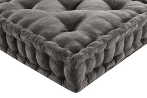 English Elm 1- Piece Tufted Chenille Floor Cushion with Scalloped Edge for Bohemian Living Spaces Charcoal B035P482971