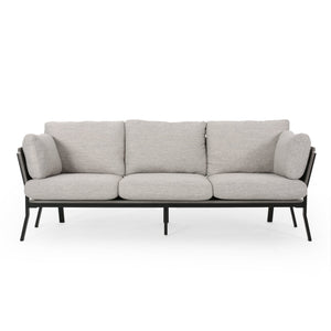 English Elm Christopher Knight Home® - 3-SEATER Mid-Century Sofa Light Grey Fabric with Pillow Cushions, Faux Wood Frame & Angled Legs 67505.00GRYLGRY