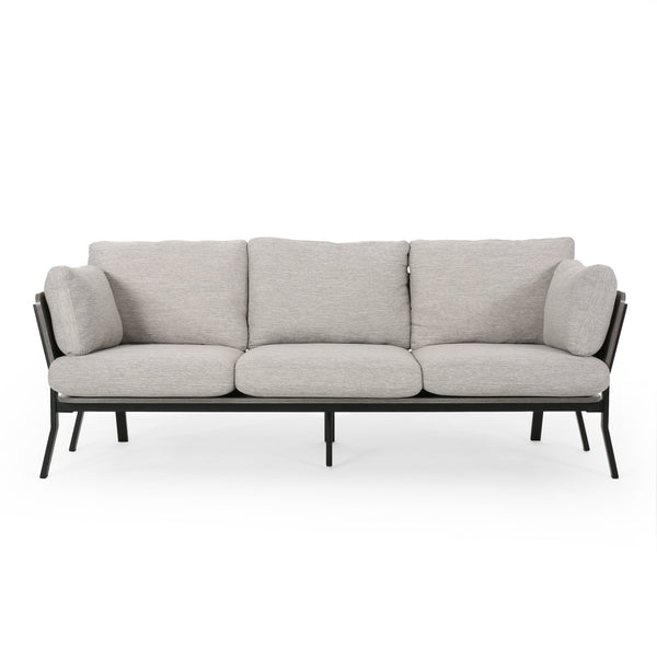 English Elm Christopher Knight Home® - 3-SEATER Mid-Century Sofa Light Grey Fabric with Pillow Cushions, Faux Wood Frame & Angled Legs 67505.00GRYLGRY