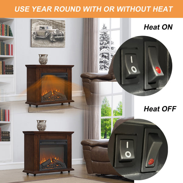 English Elm 23 Inch Electric Fireplace Insert with Flickering Log Flame and 5000 Btu Heater W1769P255456