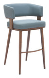 Poise Barstool - Set of 2 Azure Gray & Walnut 110329 Zuo Modern